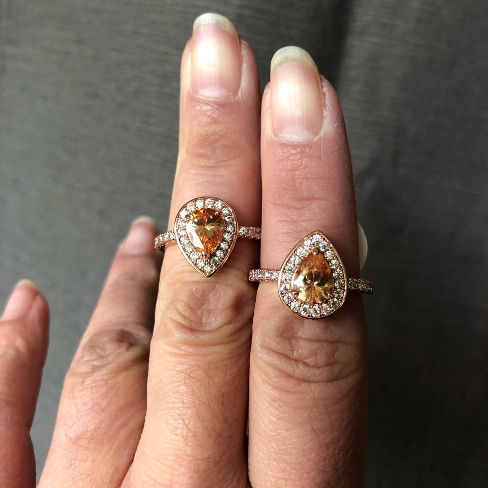 Stunning Pear Shaped Pink Champagne Ring